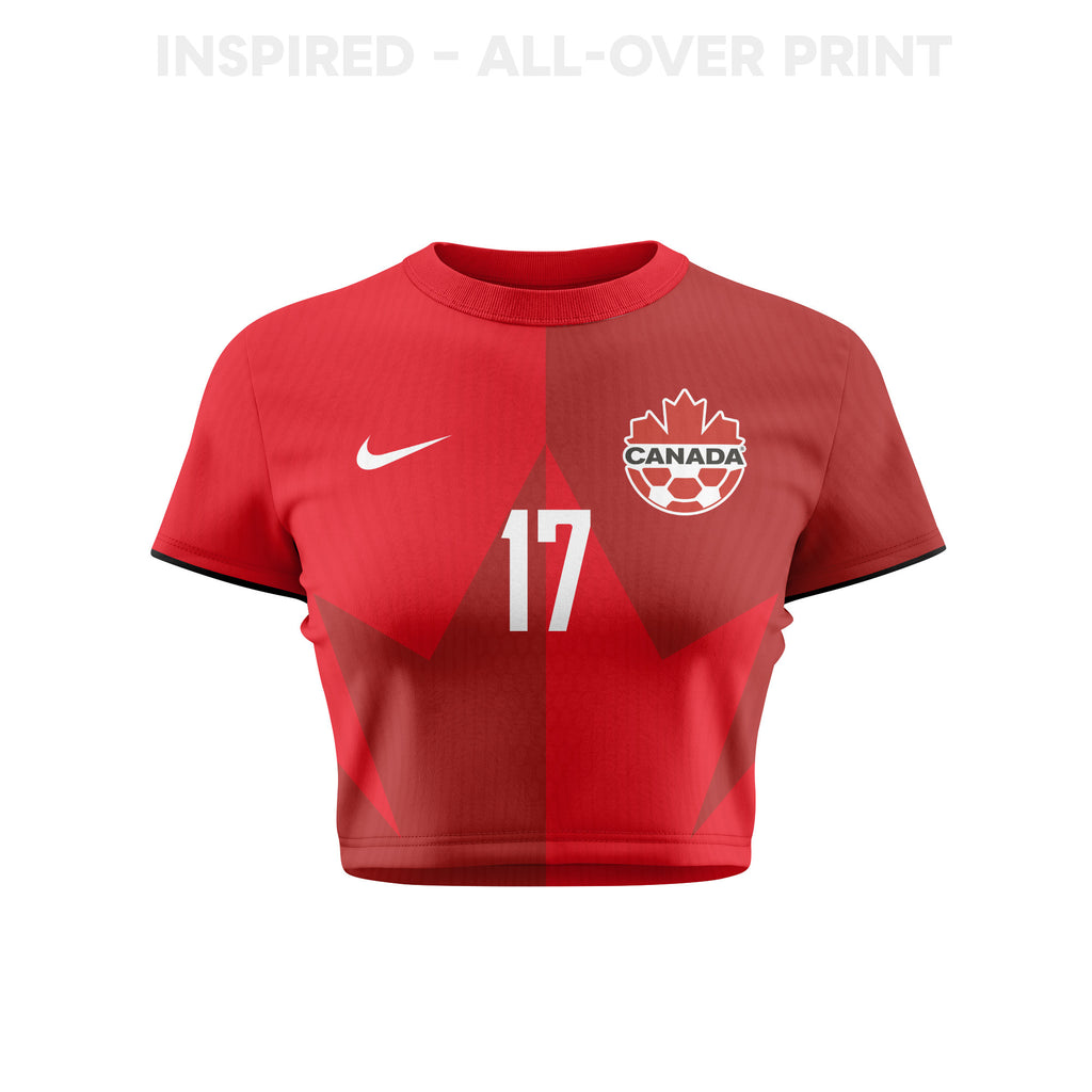 Kadeisha Buchanan 17 Canada 2026 Women's Home All-Over Print Cropped Jersey - Red