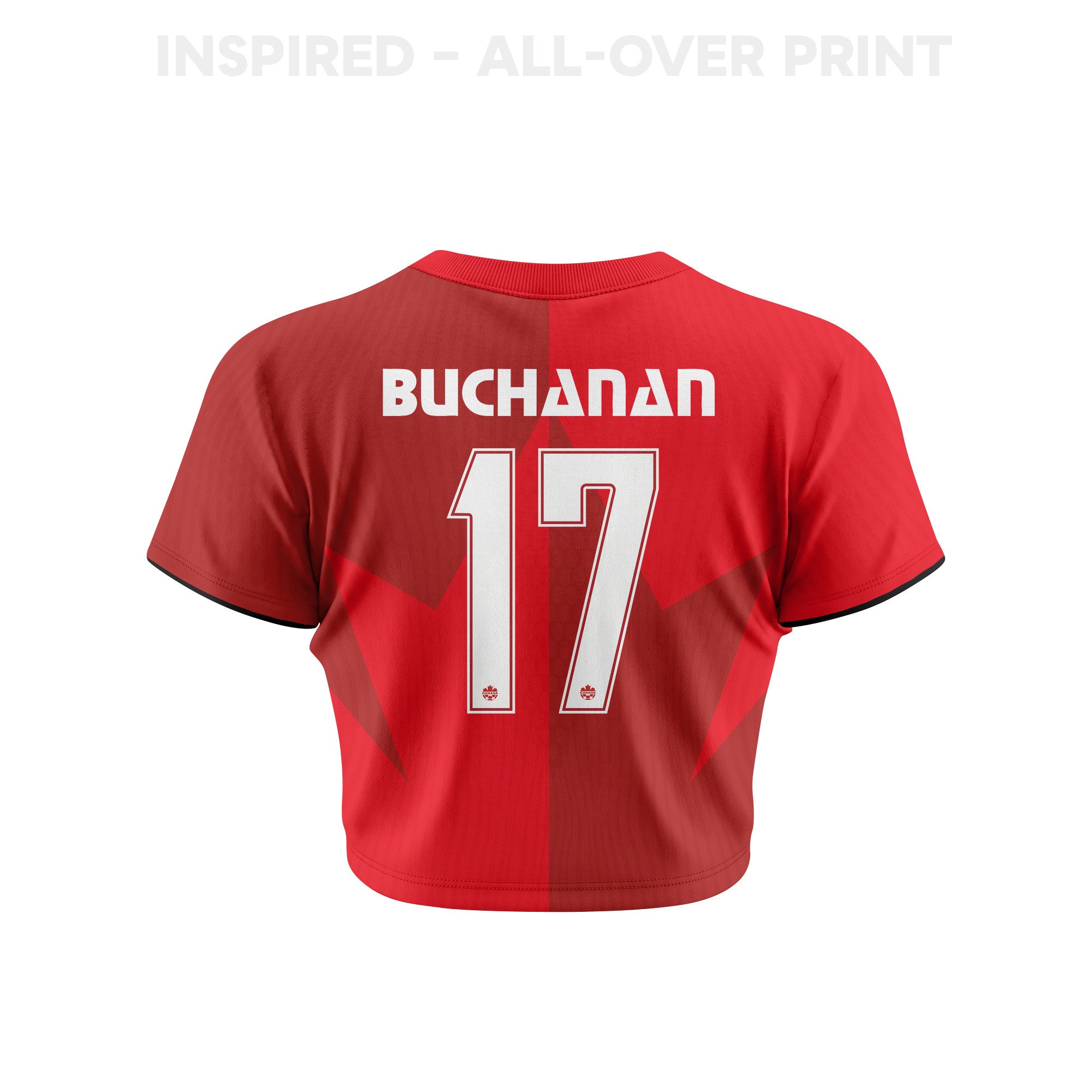 Kadeisha Buchanan 17 Canada 2026 Women's Home All-Over Print Cropped Jersey - Red