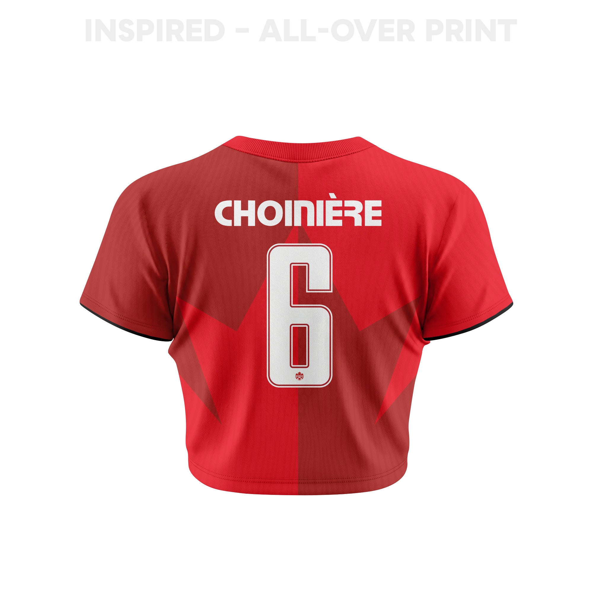 Mathieu Choinière 6 Canada 2026 Women's Home All-Over Print Cropped Jersey - Red