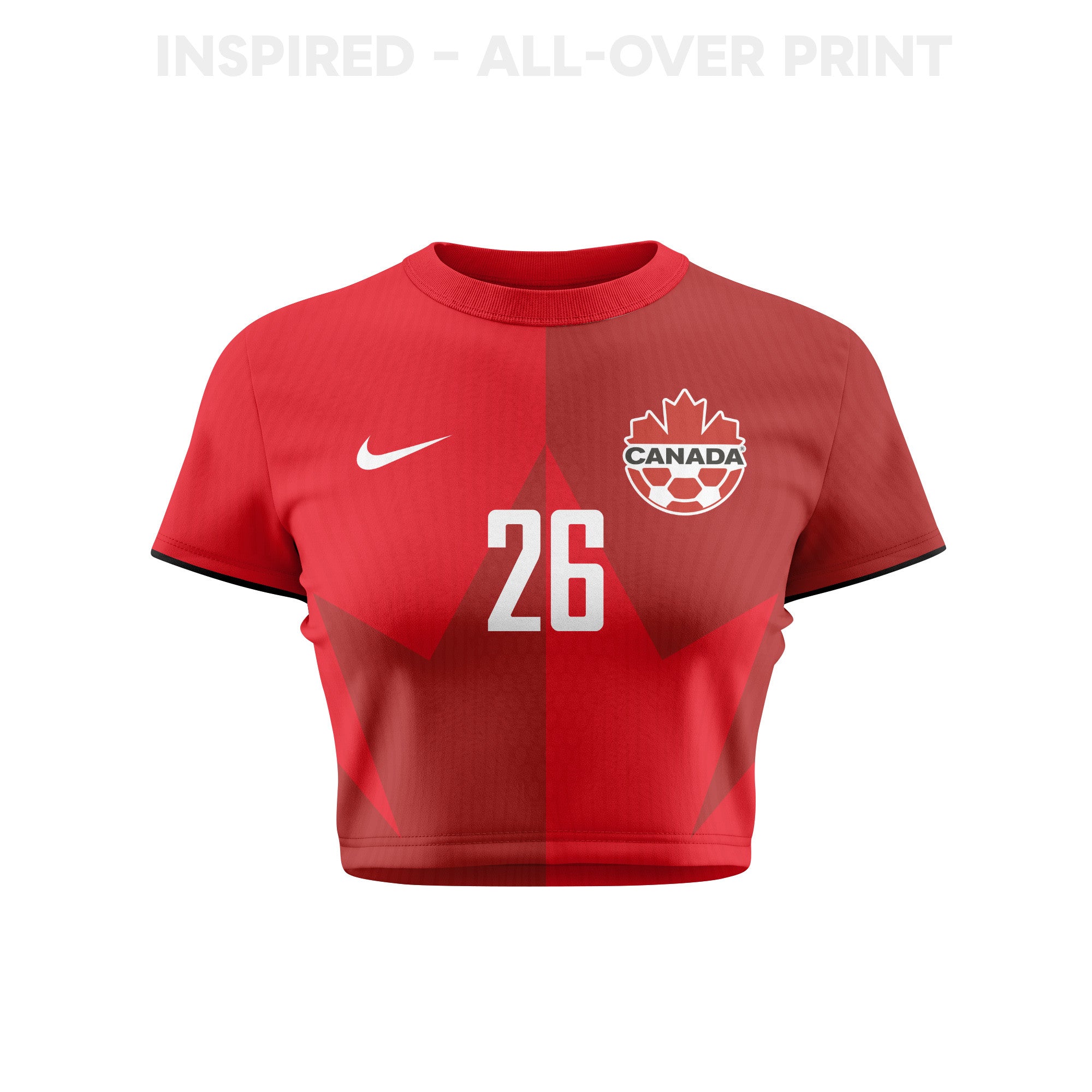 Marcelo Flores 26 Canada 2026 Women's Home All-Over Print Cropped Jersey - Red