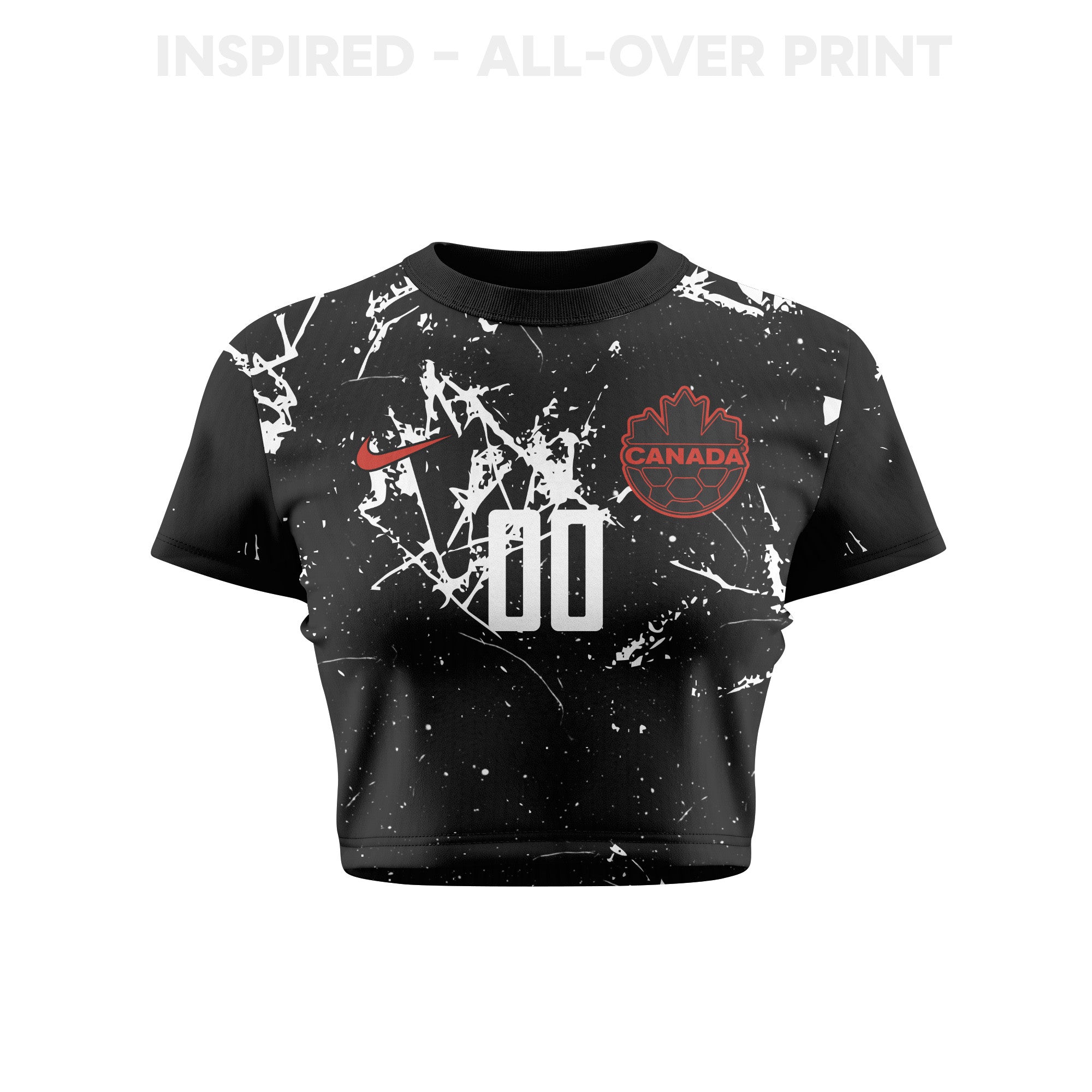 Canada 2026 Women's Away Personalized All-Over Print Cropped Jersey - Black