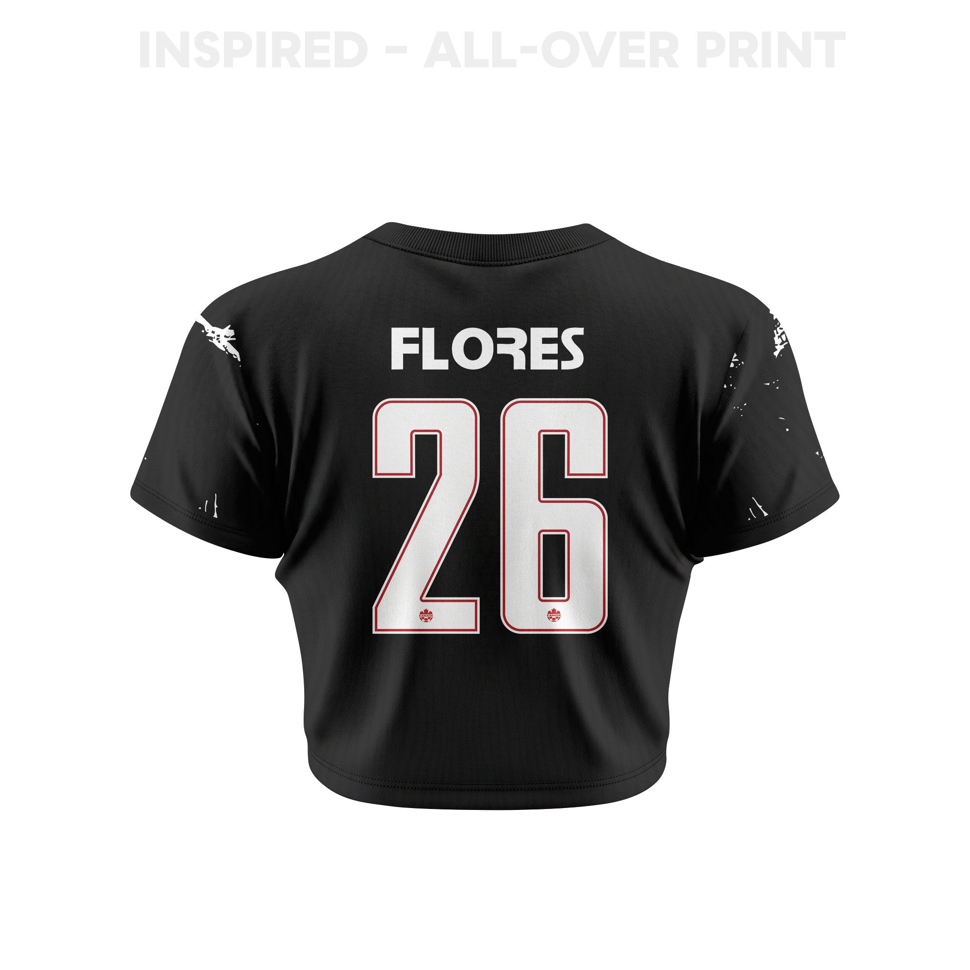 Marcelo Flores 26 Canada 2026 Women's Away All-Over Print Cropped Jersey - Black