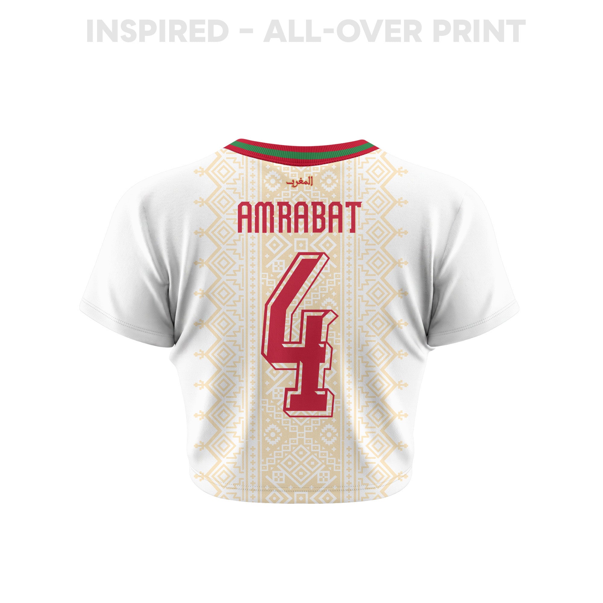 Sofyan Amrabat 4 Morocco 2026 Women's Away All-Over Print Cropped Jersey - White