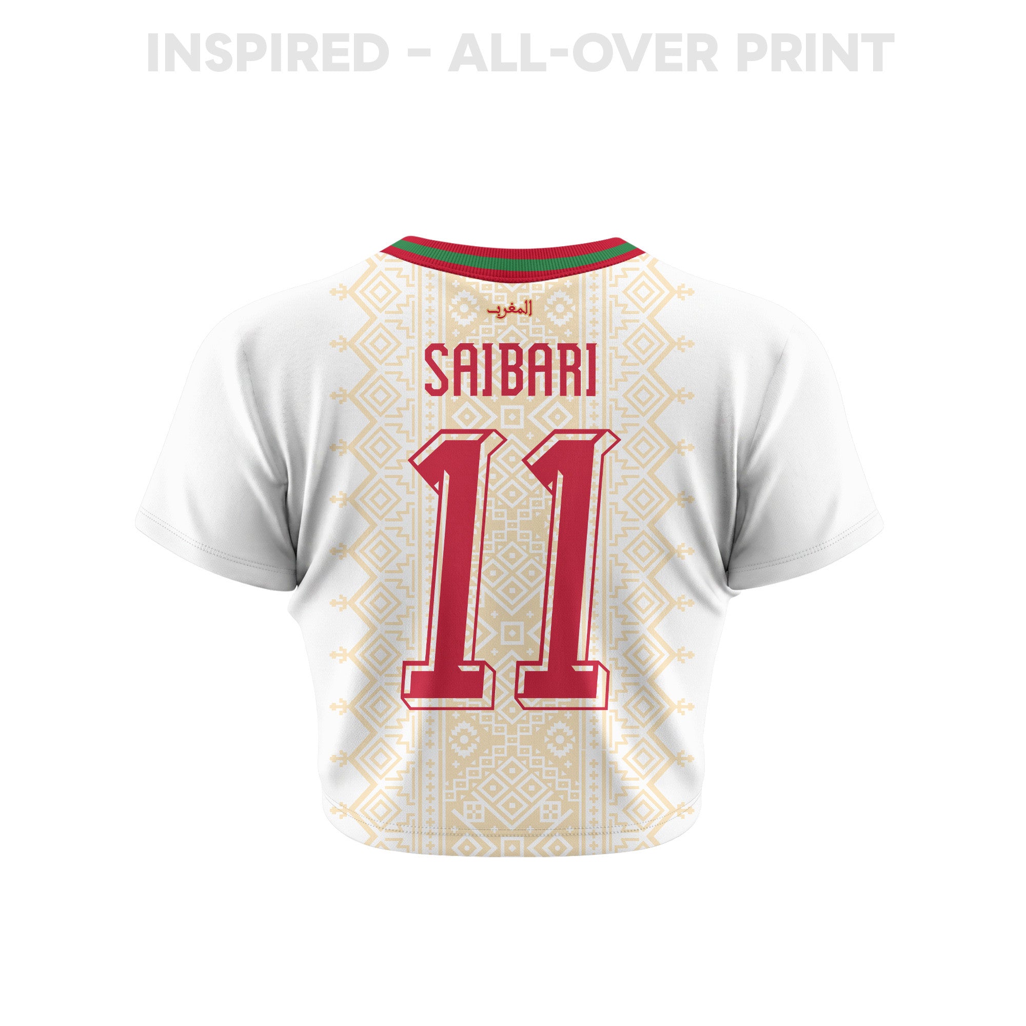 Ismael Saibari 11 Morocco 2026 Women's Away All-Over Print Cropped Jersey - White