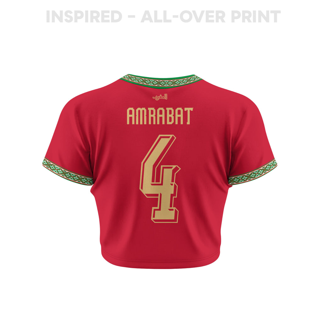 Sofyan Amrabat 4 Morocco 2026 Women's Home All-Over Print Cropped Jersey - Red