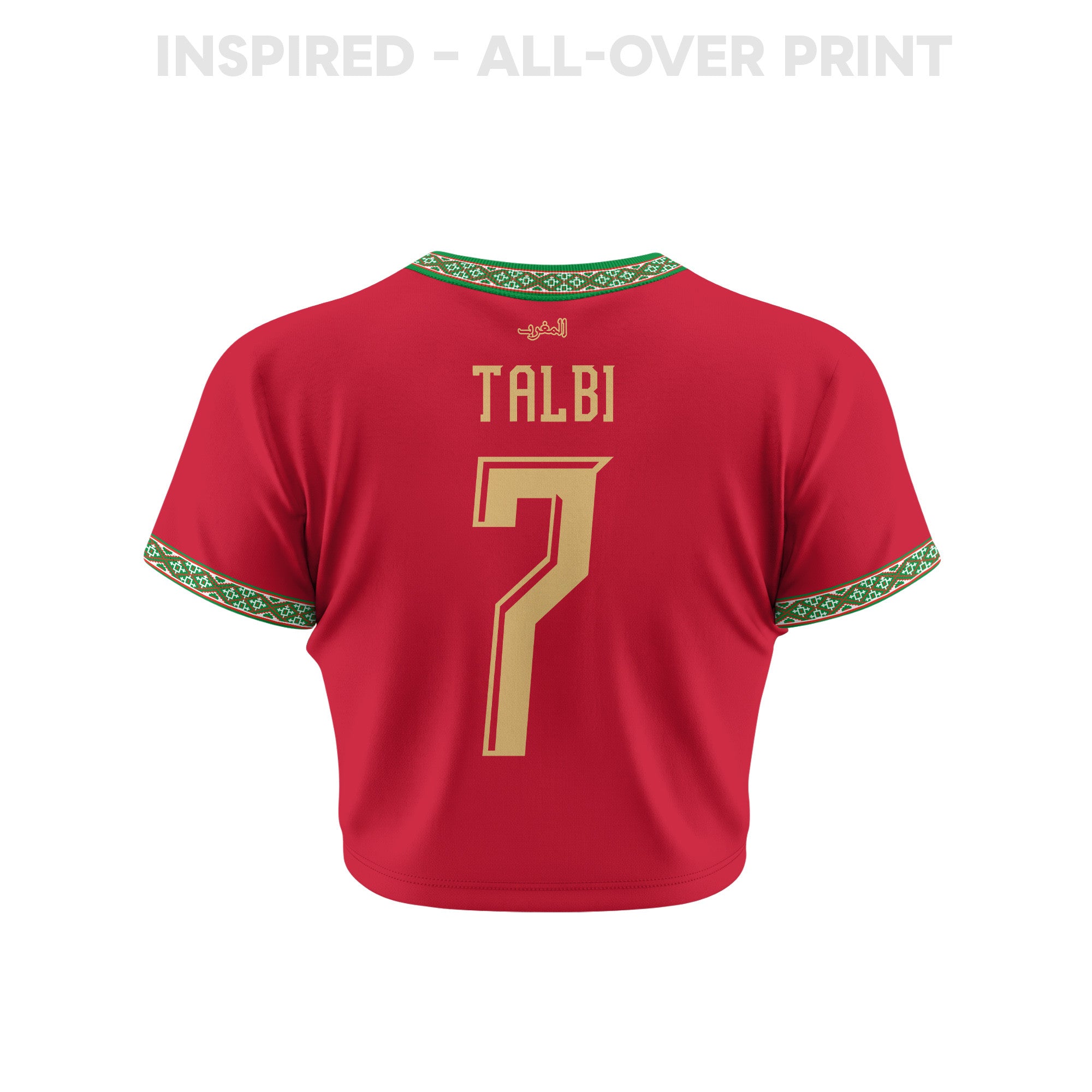 Chemsdine Talbi 7 Morocco 2026 Women's Home All-Over Print Cropped Jersey - Red