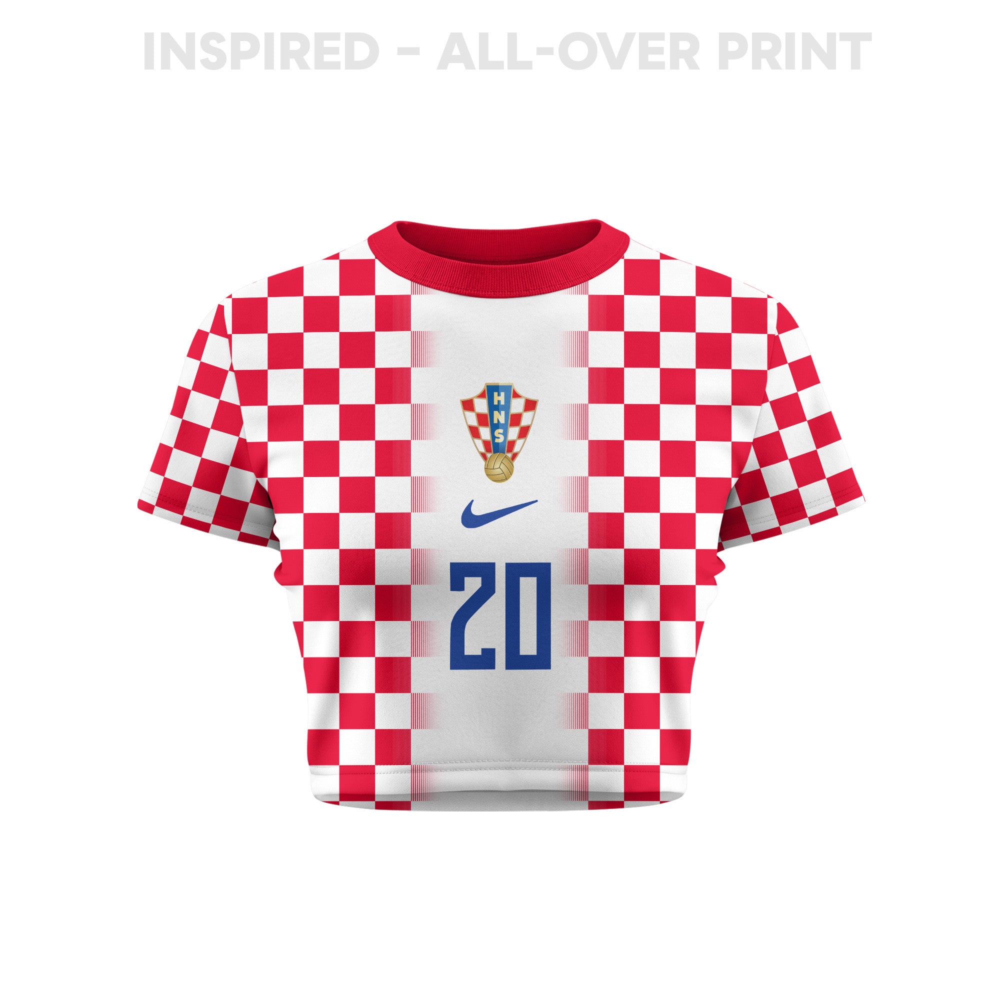 Joško Gvardiol 20 Croatia 2026 Women's Home All-Over Print Cropped Jersey - White