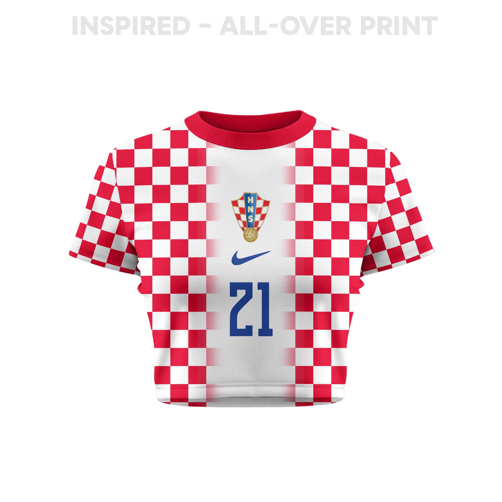 Luka Sučić 21 Croatia 2026 Women's Home All-Over Print Cropped Jersey - White