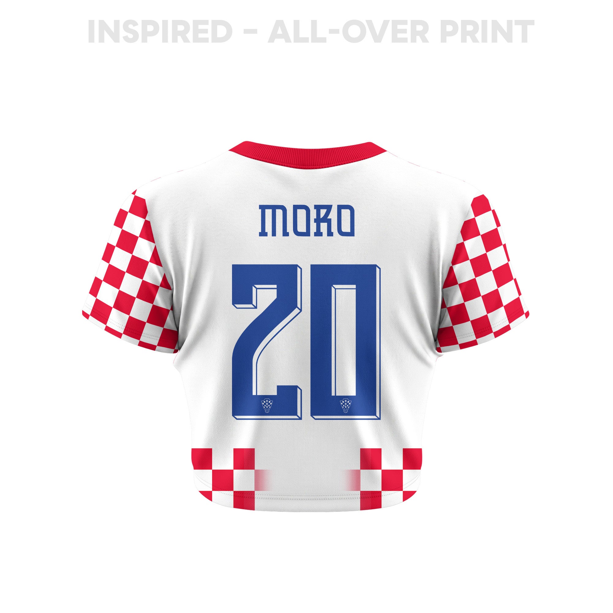 Nikola Moro 20 Croatia 2026 Women's Home All-Over Print Cropped Jersey - White