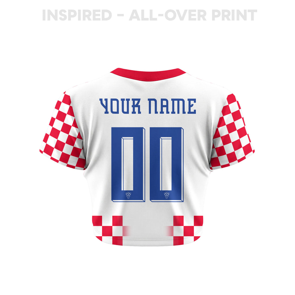 Croatia 2026 Women's Home Personalized All-Over Print Cropped Jersey - White