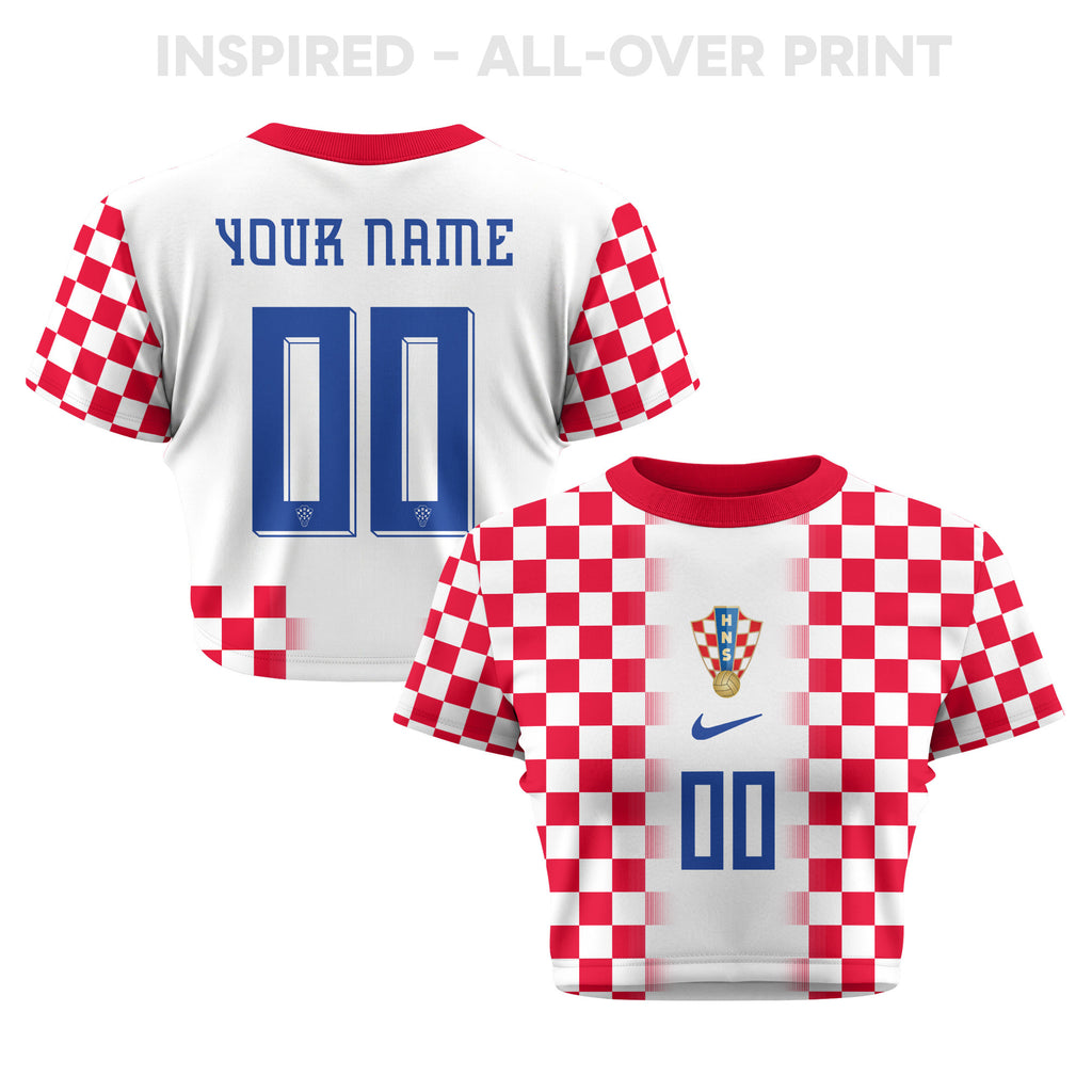 Croatia 2026 Women's Home Personalized All-Over Print Cropped Jersey - White