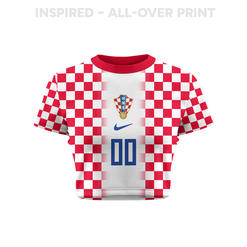 Croatia 2026 Women's Home Personalized All-Over Print Cropped Jersey - White