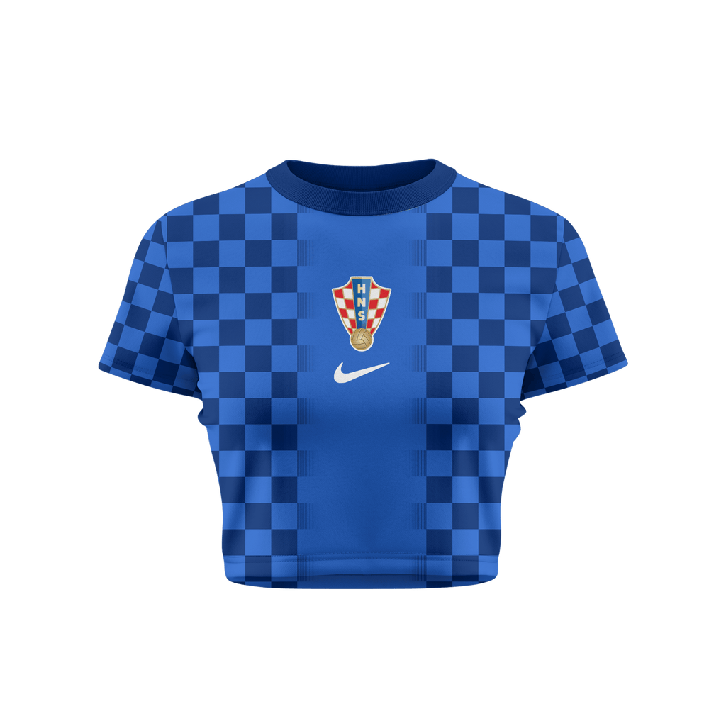 Croatia 2026 Women's Away All-Over Print Cropped Jersey - Blue