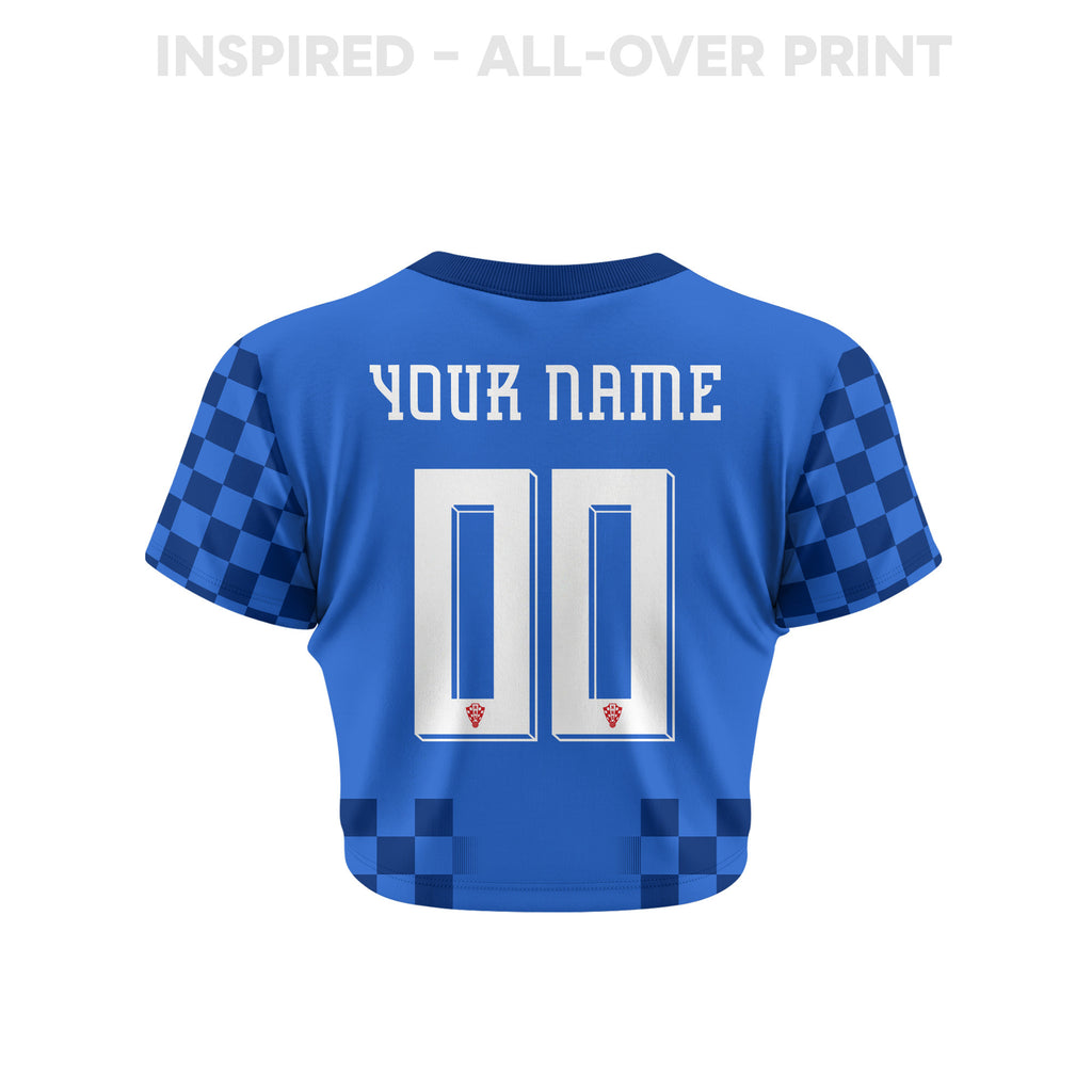 Croatia 2026 Women's Away Personalized All-Over Print Cropped Jersey - Blue