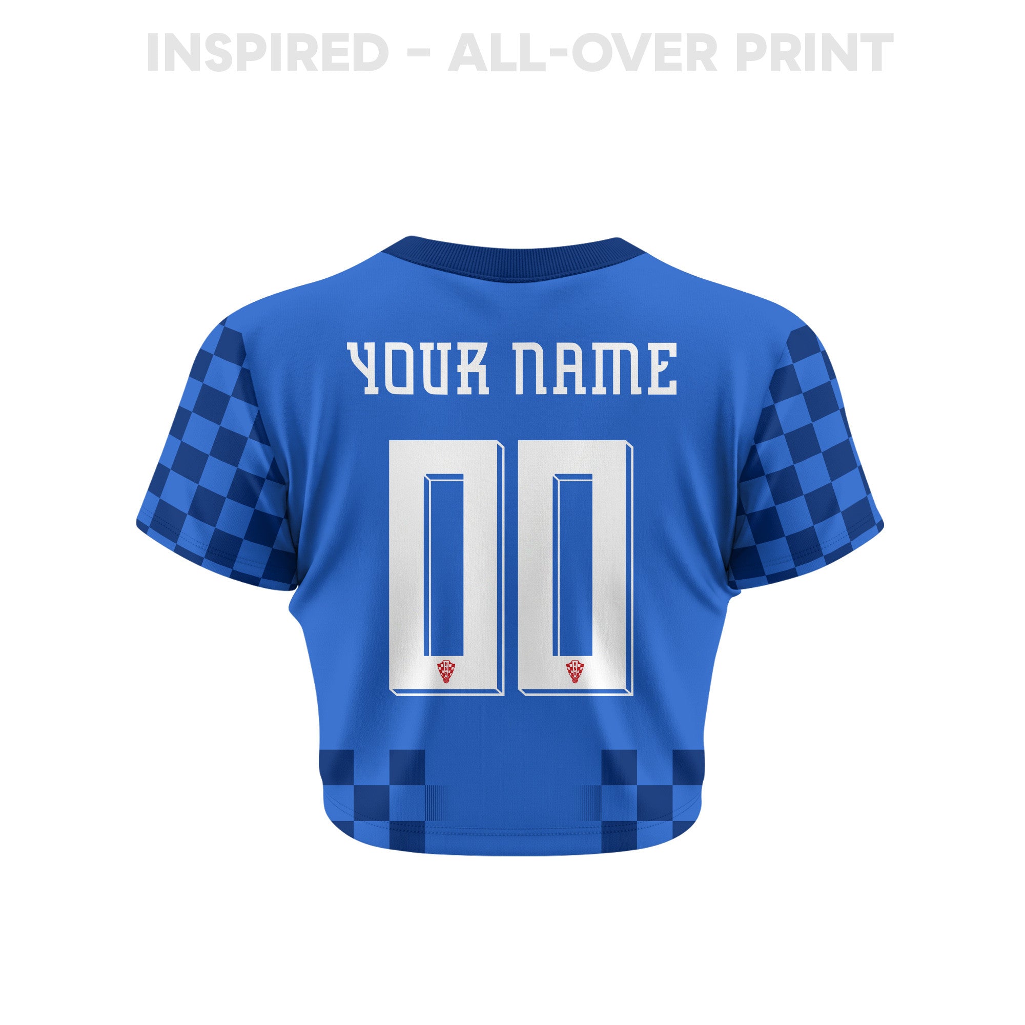 Croatia 2026 Women's Away Personalized All-Over Print Cropped Jersey - Blue