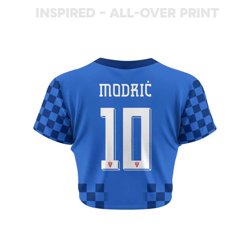 Luka Modrić 10 Croatia 2026 Women's Away All-Over Print Cropped Jersey - Blue
