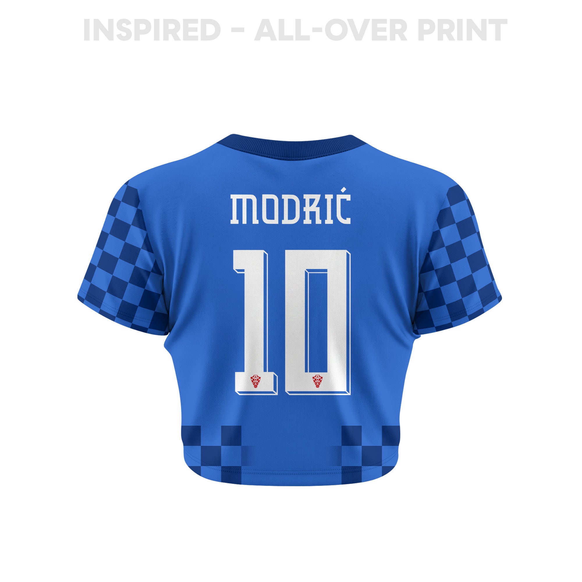 Luka Modrić 10 Croatia 2026 Women's Away All-Over Print Cropped Jersey - Blue