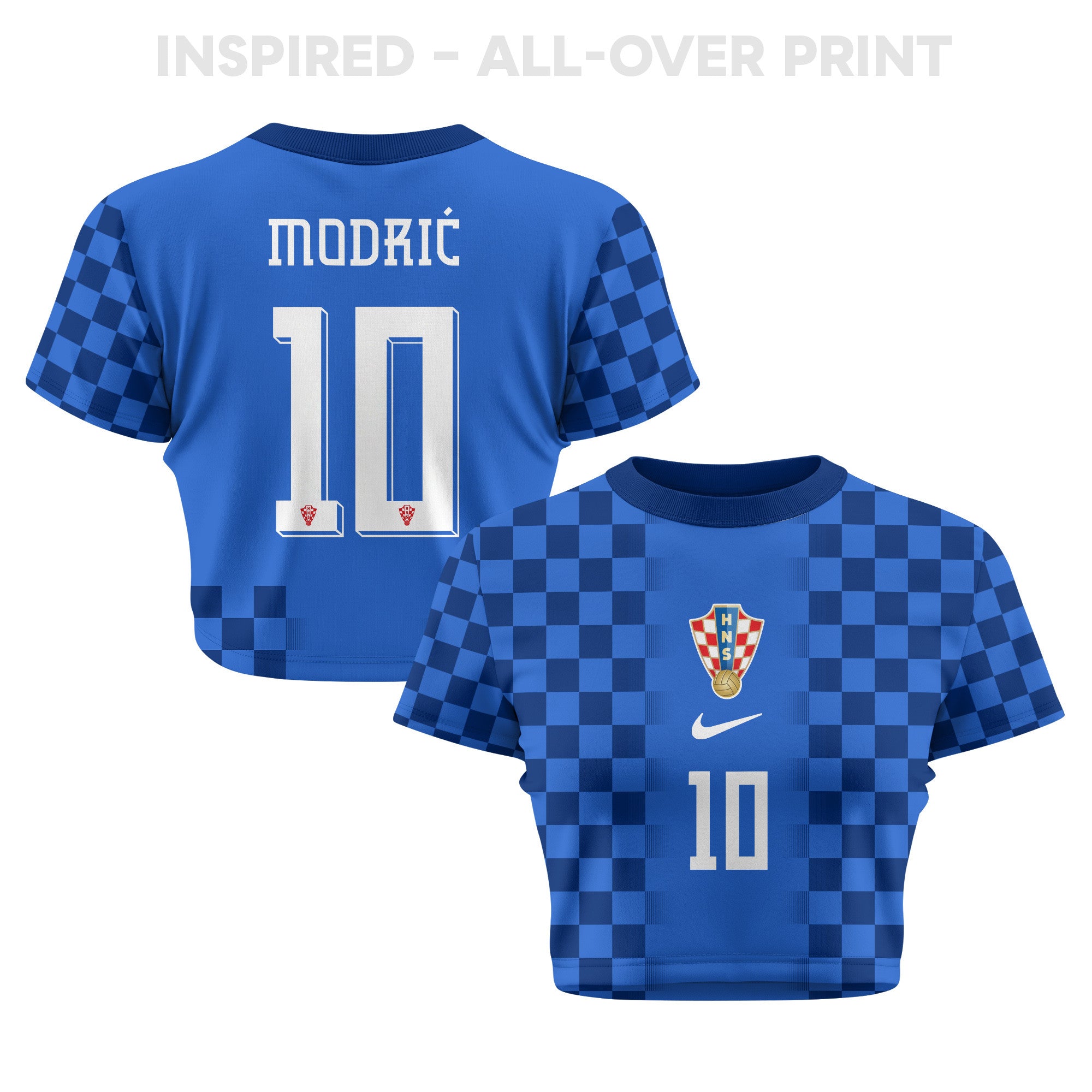 Luka Modrić 10 Croatia 2026 Women's Away All-Over Print Cropped Jersey - Blue
