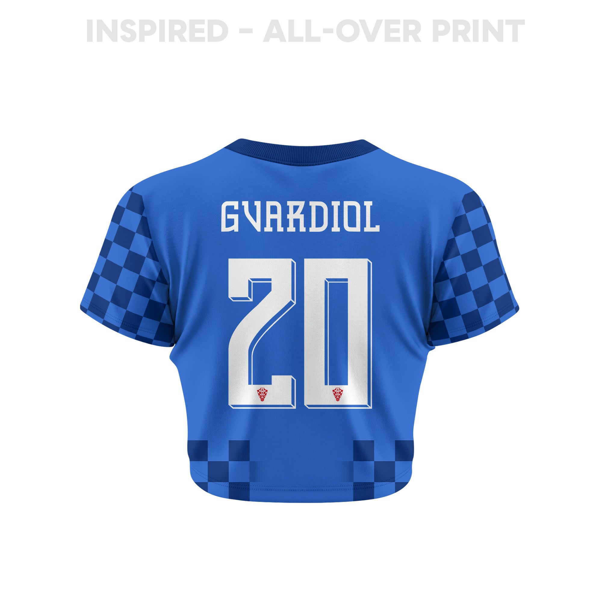 Joško Gvardiol 20 Croatia 2026 Women's Away All-Over Print Cropped Jersey - Blue