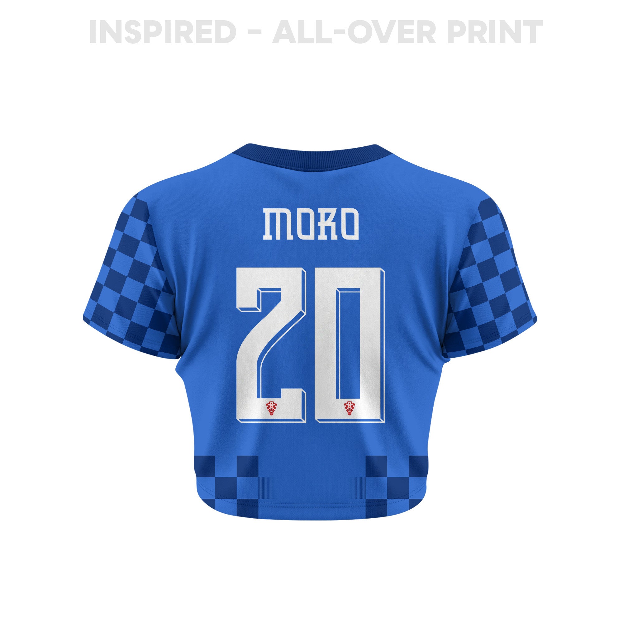 Nikola Moro 20 Croatia 2026 Women's Away All-Over Print Cropped Jersey - Blue