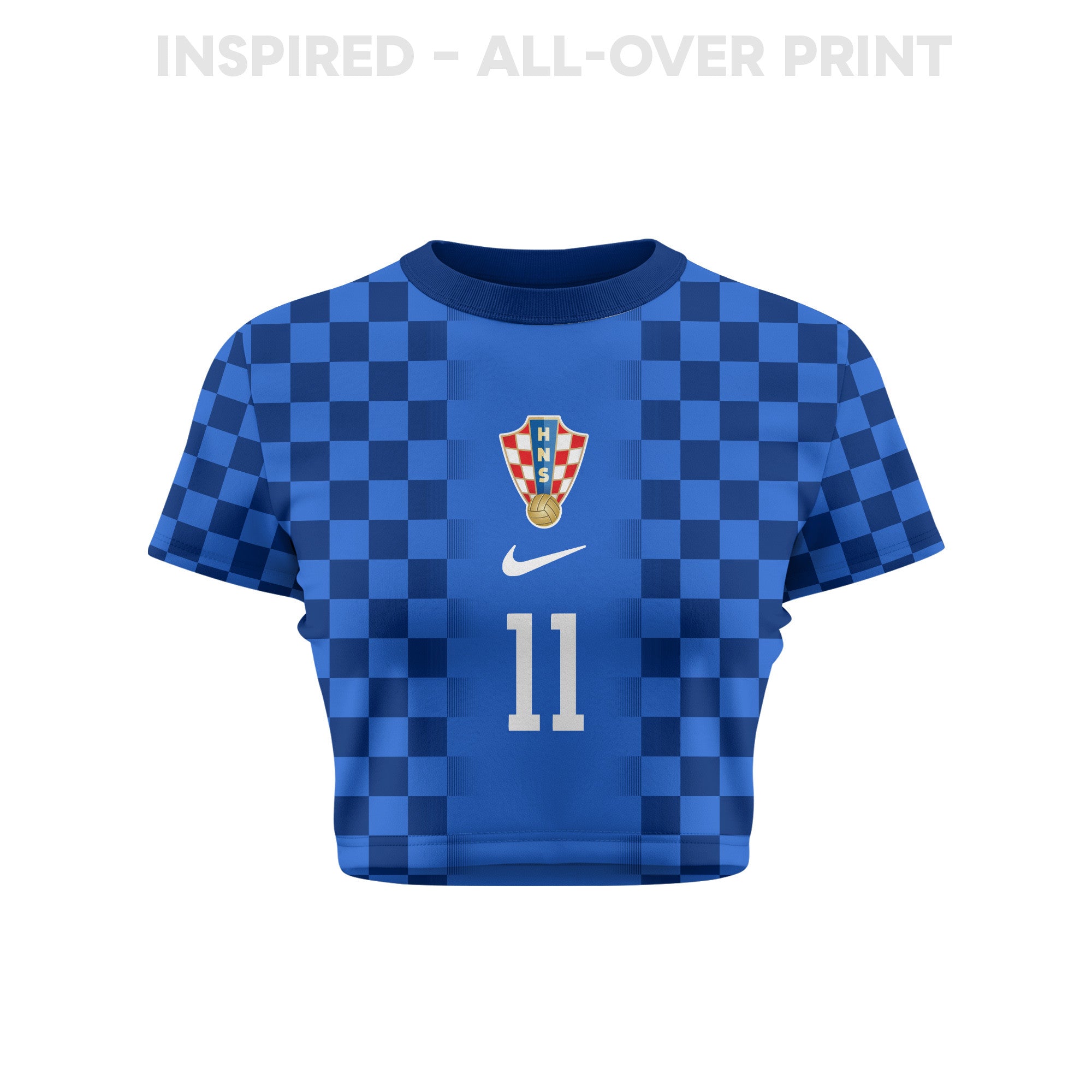 Petar Musa 11 Croatia 2026 Women's Away All-Over Print Cropped Jersey - Blue