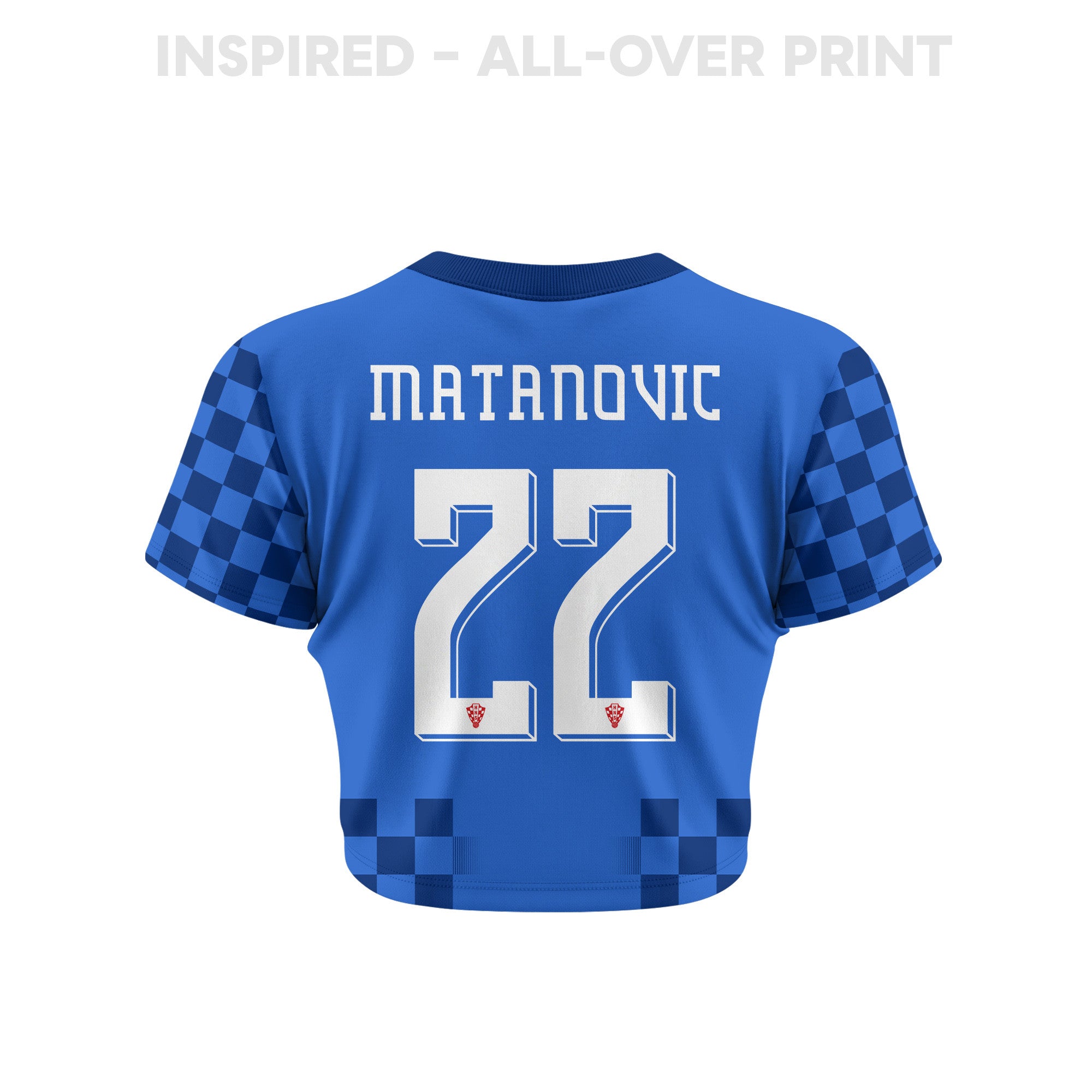 Igor Matanovic 22 Croatia 2026 Women's Away All-Over Print Cropped Jersey - Blue