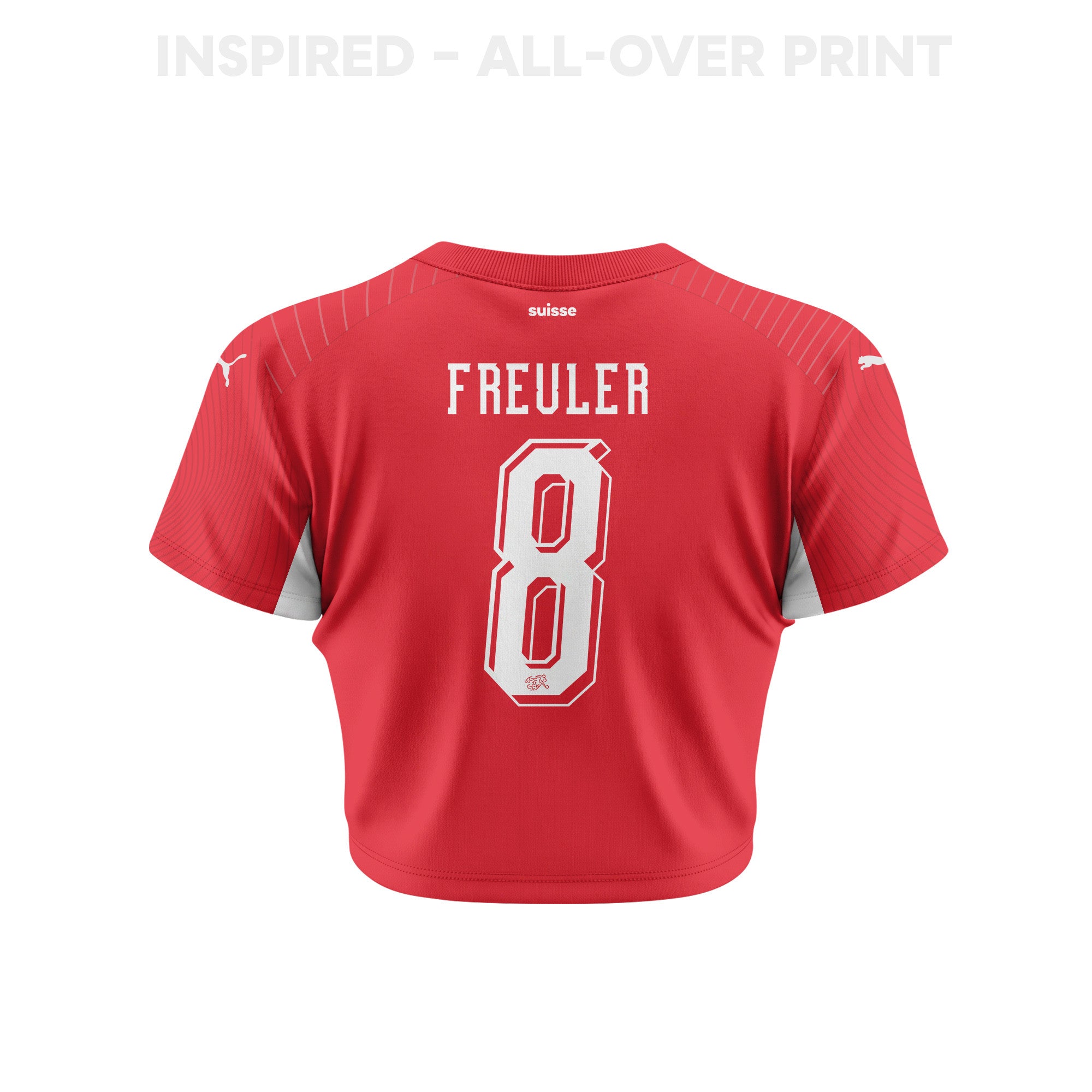 Remo Freuler 8 Switzerland 2026 Women's Home All-Over Print Cropped Jersey - Red