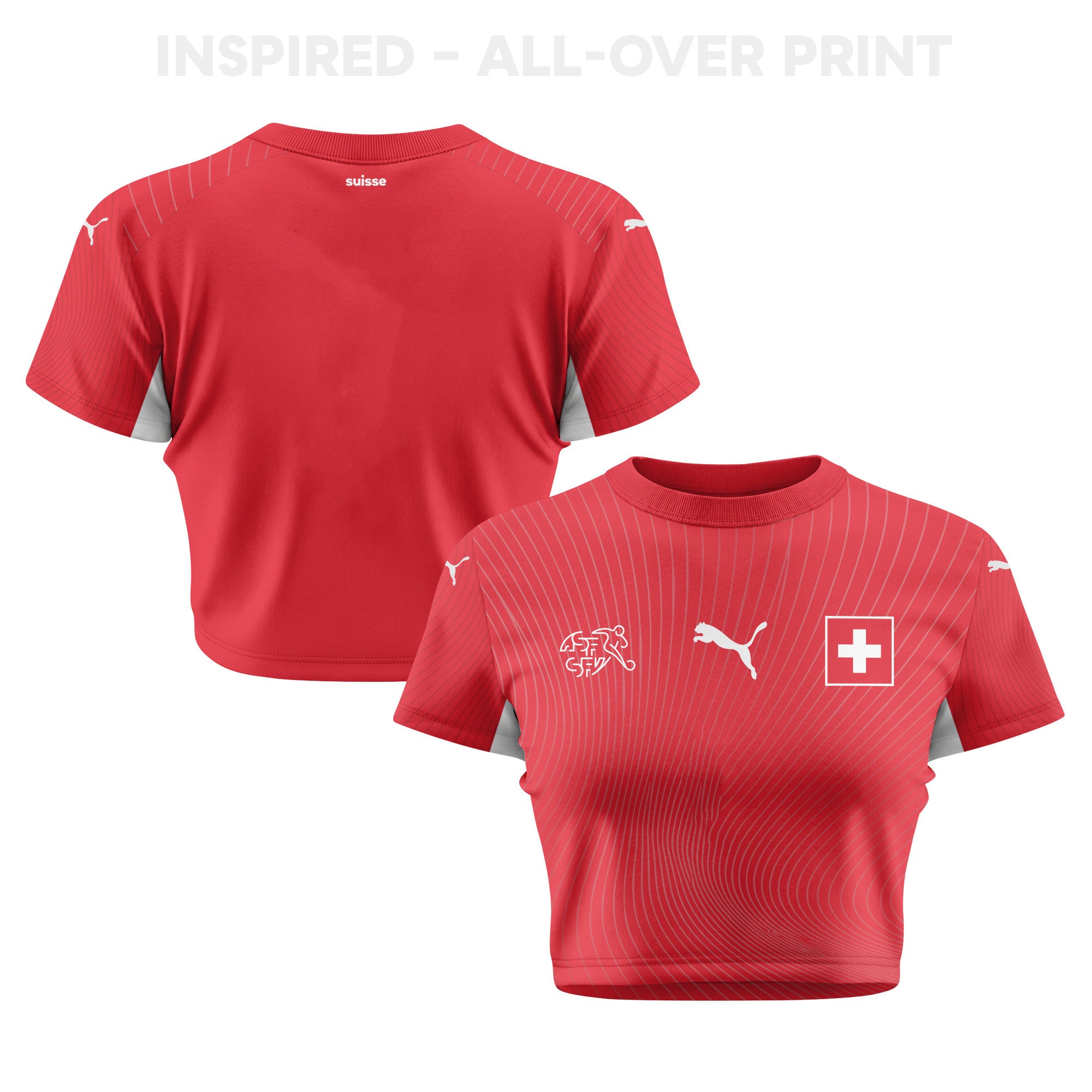 Switzerland 2026 Women's Home All-Over Print Cropped Jersey - Red