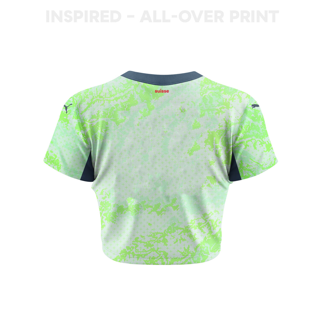 Switzerland 2026 Women's Away All-Over Print Cropped Jersey - Green
