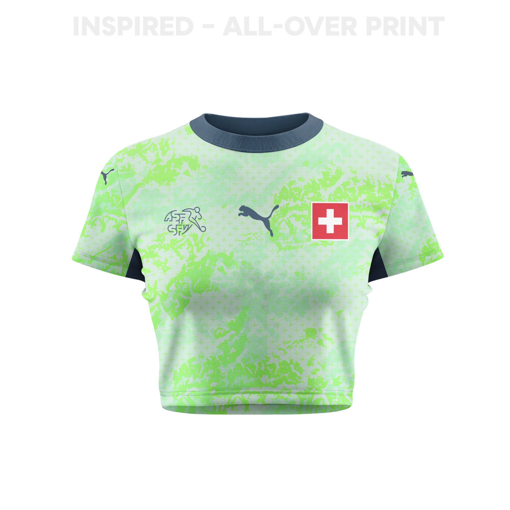 Switzerland 2026 Women's Away All-Over Print Cropped Jersey - Green