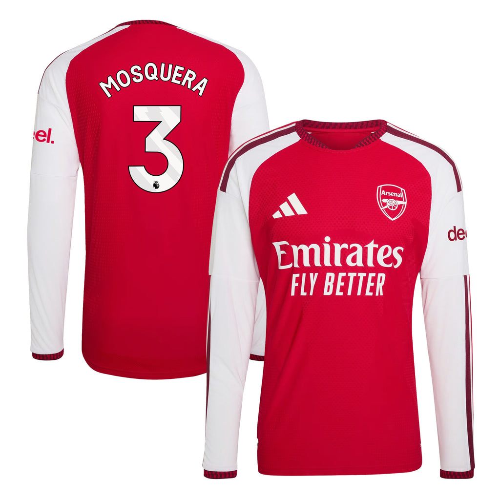 Cristhian Mosquera 3 Arsenal 2026/27 Home Long Sleeve Jersey - Men, Red
