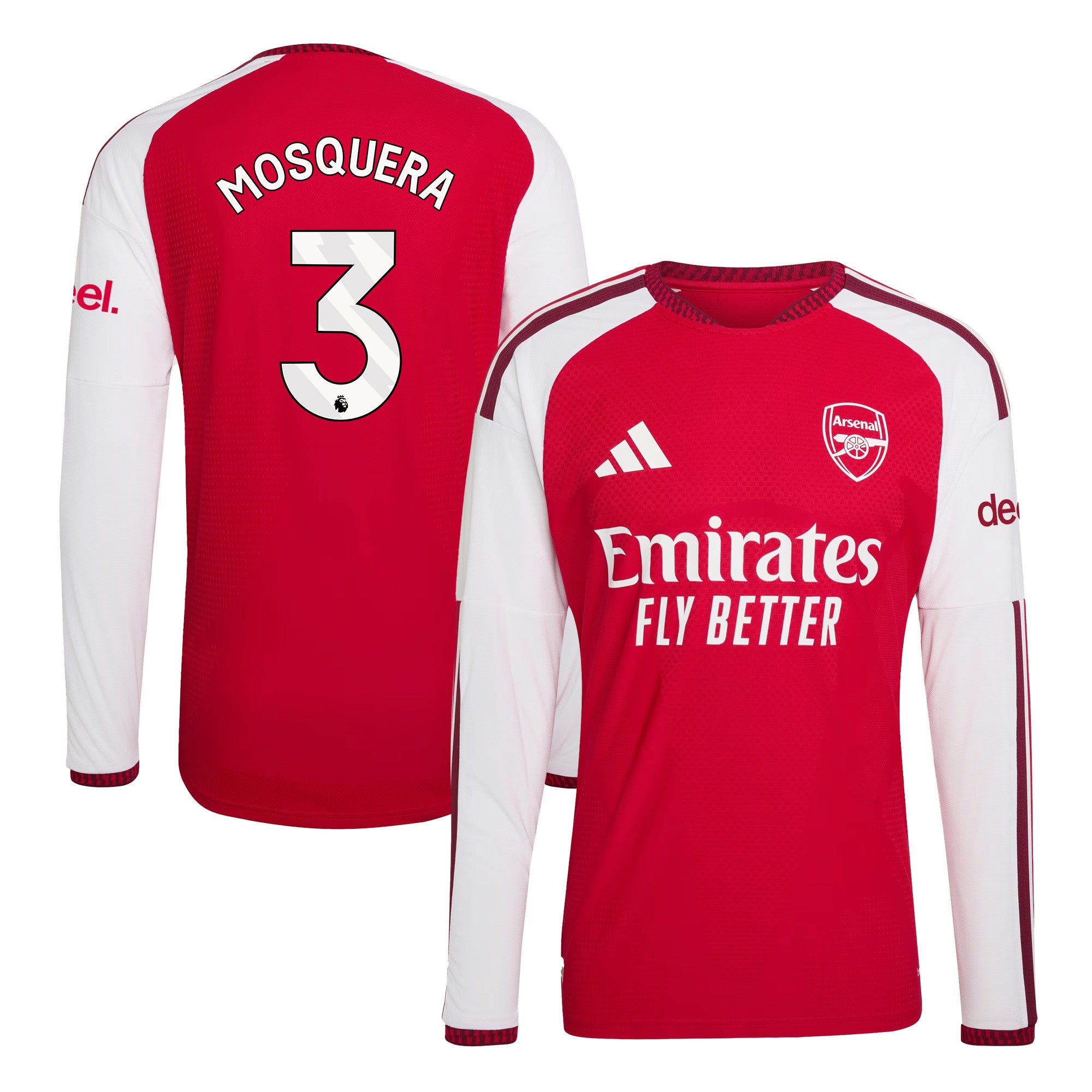 Cristhian Mosquera 3 Arsenal 2026/27 Home Long Sleeve Jersey - Men, Red