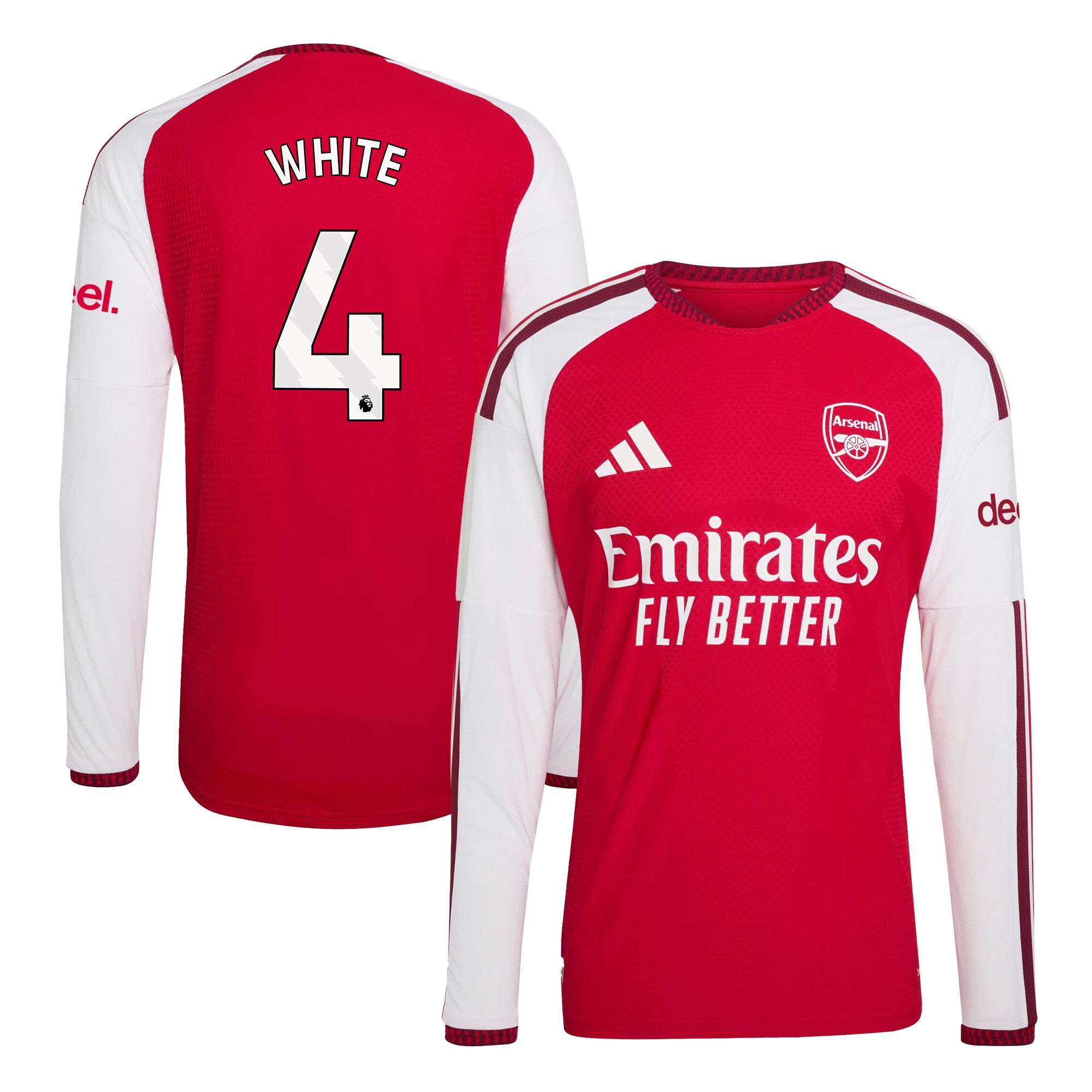 Ben White 4 Arsenal 2026/27 Home Long Sleeve Jersey - Men, Red