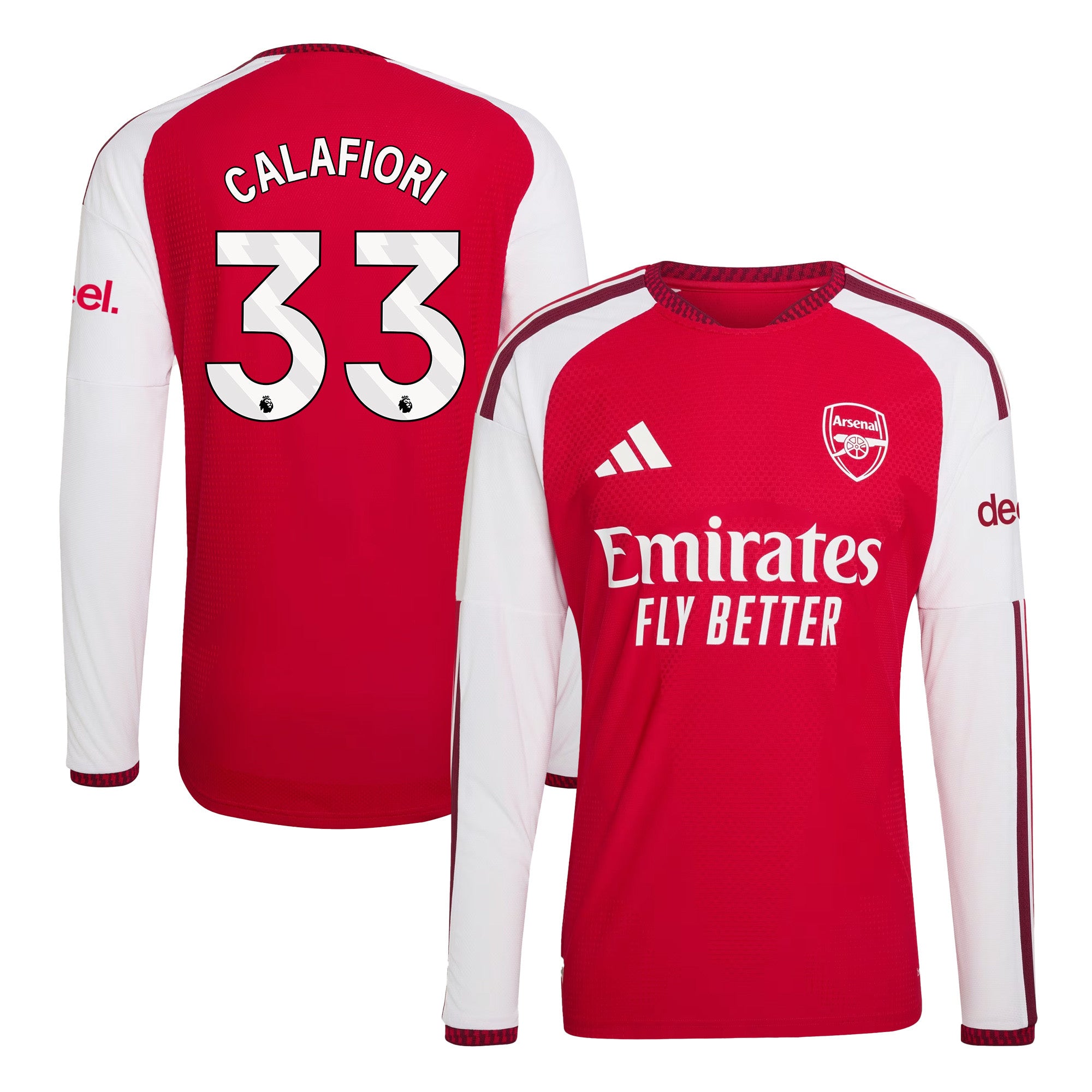 Riccardo Calafiori 33 Arsenal 2026/27 Home Long Sleeve Jersey - Men, Red