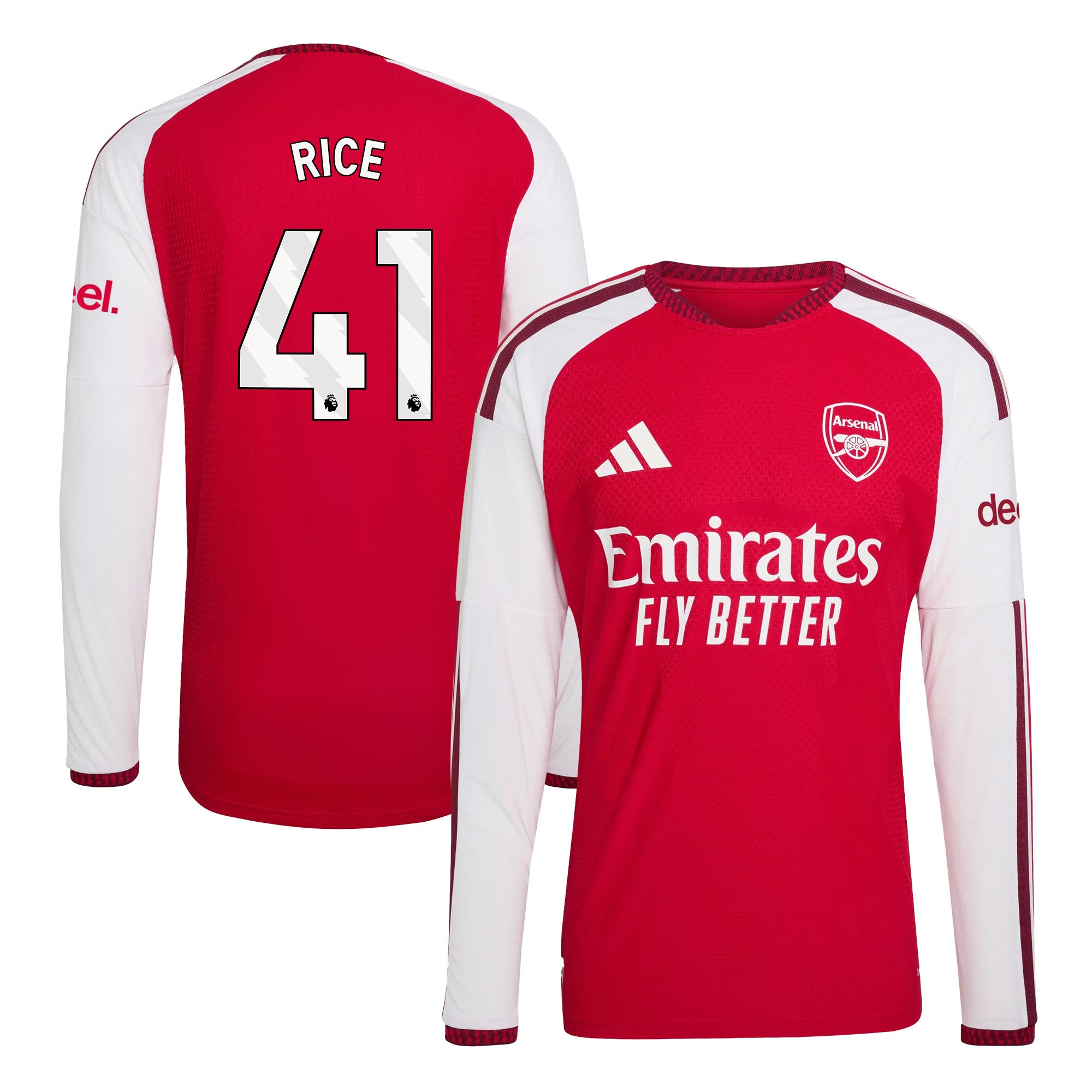 Declan Rice 41 Arsenal 2026/27 Home Long Sleeve Jersey - Men, Red