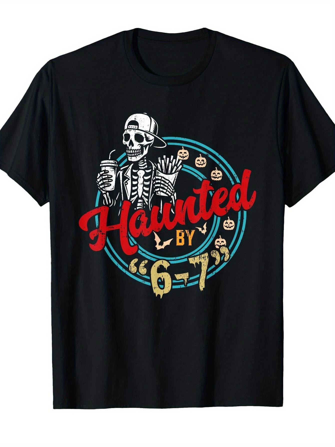 A Humorous Halloween-Themed T-Shirt Featuring a Spooky Skeleton Cowboy And Bats, Designed for Both Men And Women. It Has Red Lettering And Is Perfect for Casual Wear, Costume Parties, And All-Season Comfort, Making It an Ideal Gift for Birthdays