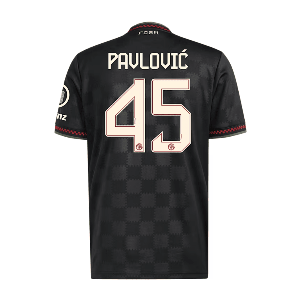 Aleksandar Pavlović 45 Bayern Munich 2025/26 Third Men Jersey - Black