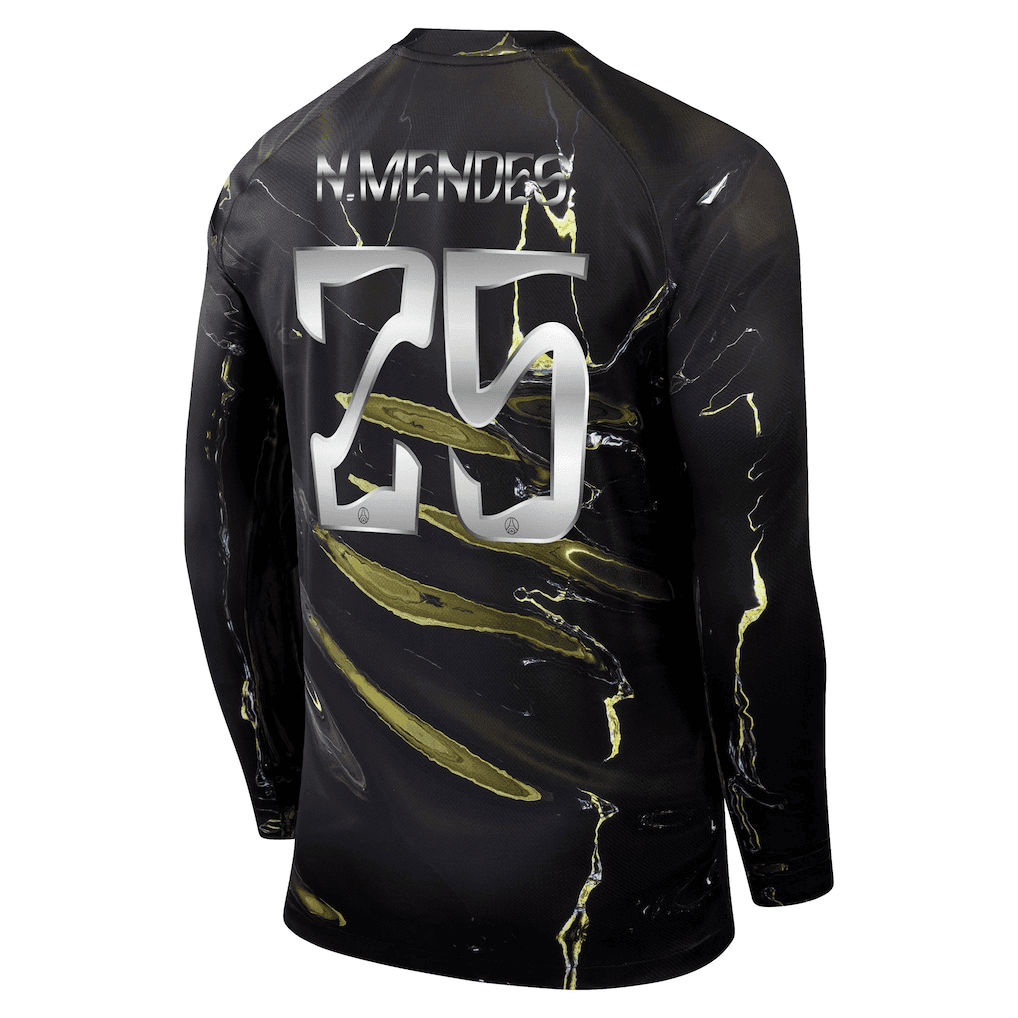 N.Mendes 25 Paris Saint-Germain Jordan Night Edition 2025/26 Cup Printing Long Sleeve Jersey - Black