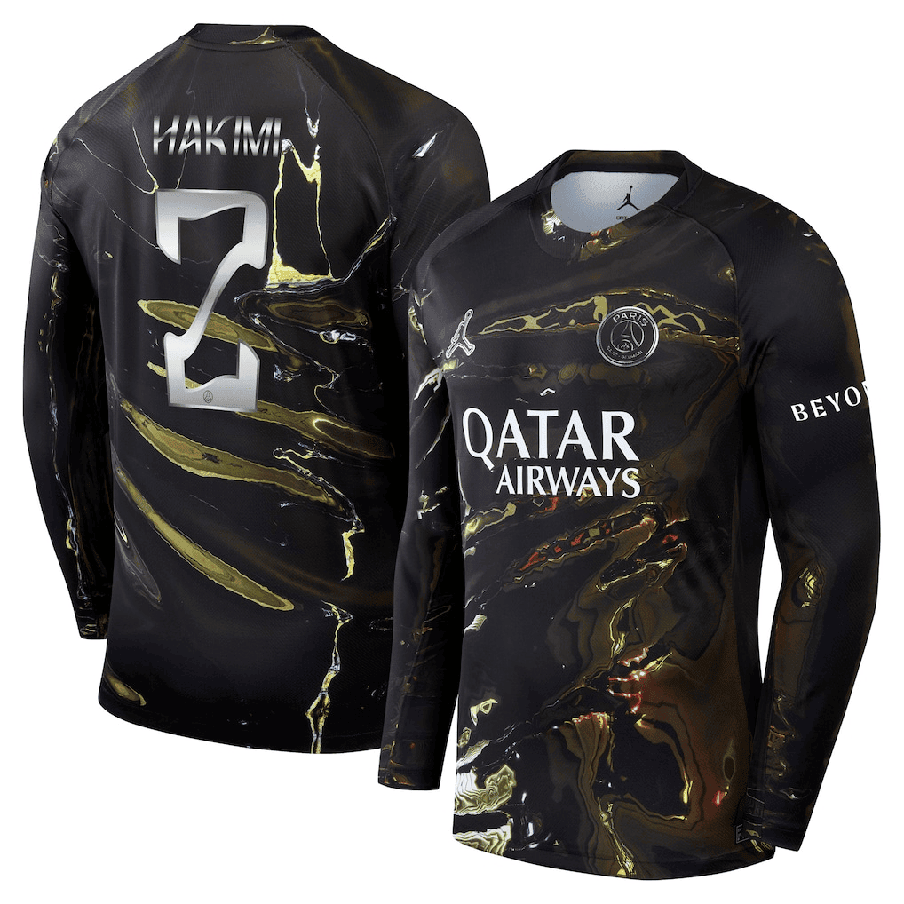 Hakimi 2 Paris Saint-Germain Jordan Night Edition 2025/26 Cup Printing Long Sleeve Jersey - Black