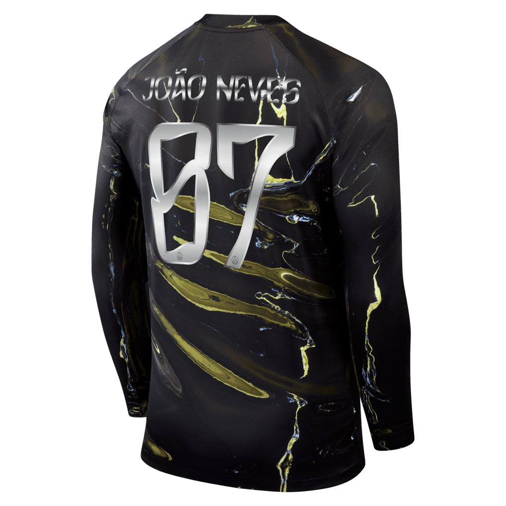 João Neves 87 Paris Saint-Germain Jordan Night Edition 2025/26 Cup Printing Long Sleeve Jersey - Black