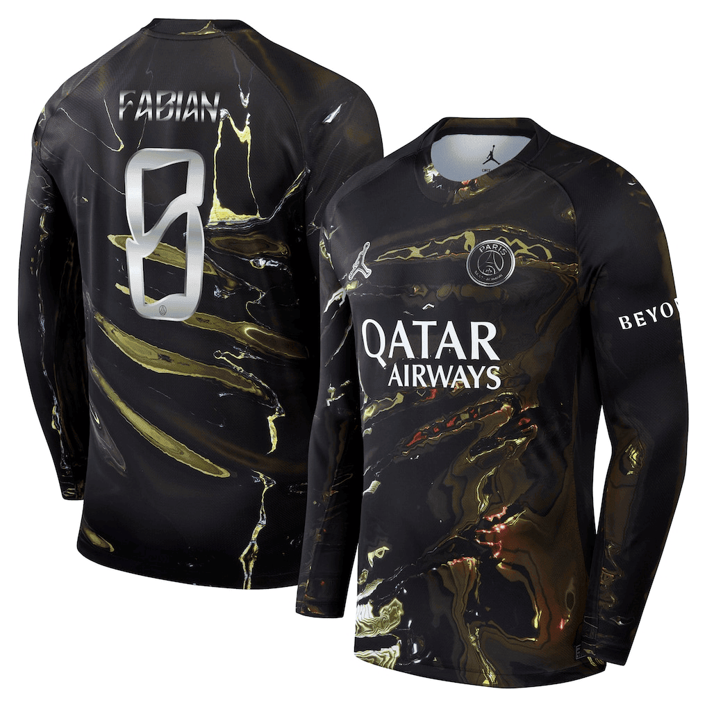 Fabian 8 Paris Saint-Germain Jordan Night Edition 2025/26 Cup Printing Long Sleeve Jersey - Black