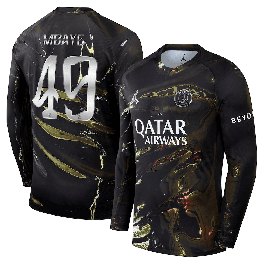 Mbaye 49 Paris Saint-Germain Jordan Night Edition 2025/26 Cup Printing Long Sleeve Jersey - Black
