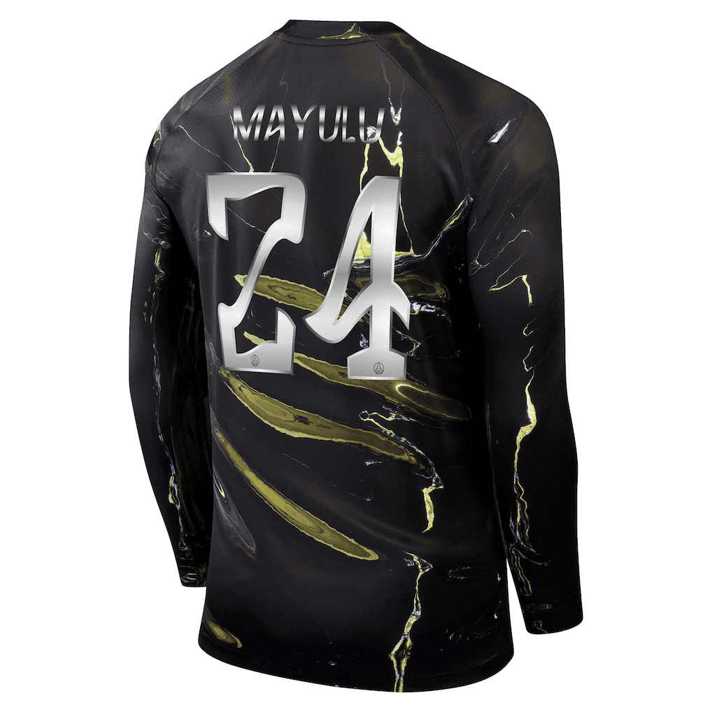 Mayulu 24 Paris Saint-Germain Jordan Night Edition 2025/26 Cup Printing Long Sleeve Jersey - Black