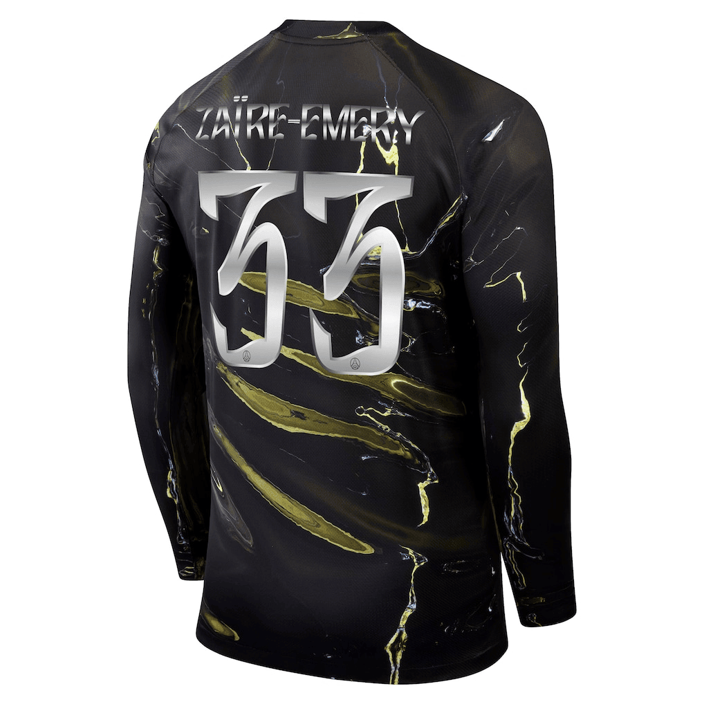 Zaïre-Emery 33 Paris Saint-Germain Jordan Night Edition 2025/26 Cup Printing Long Sleeve Jersey - Black