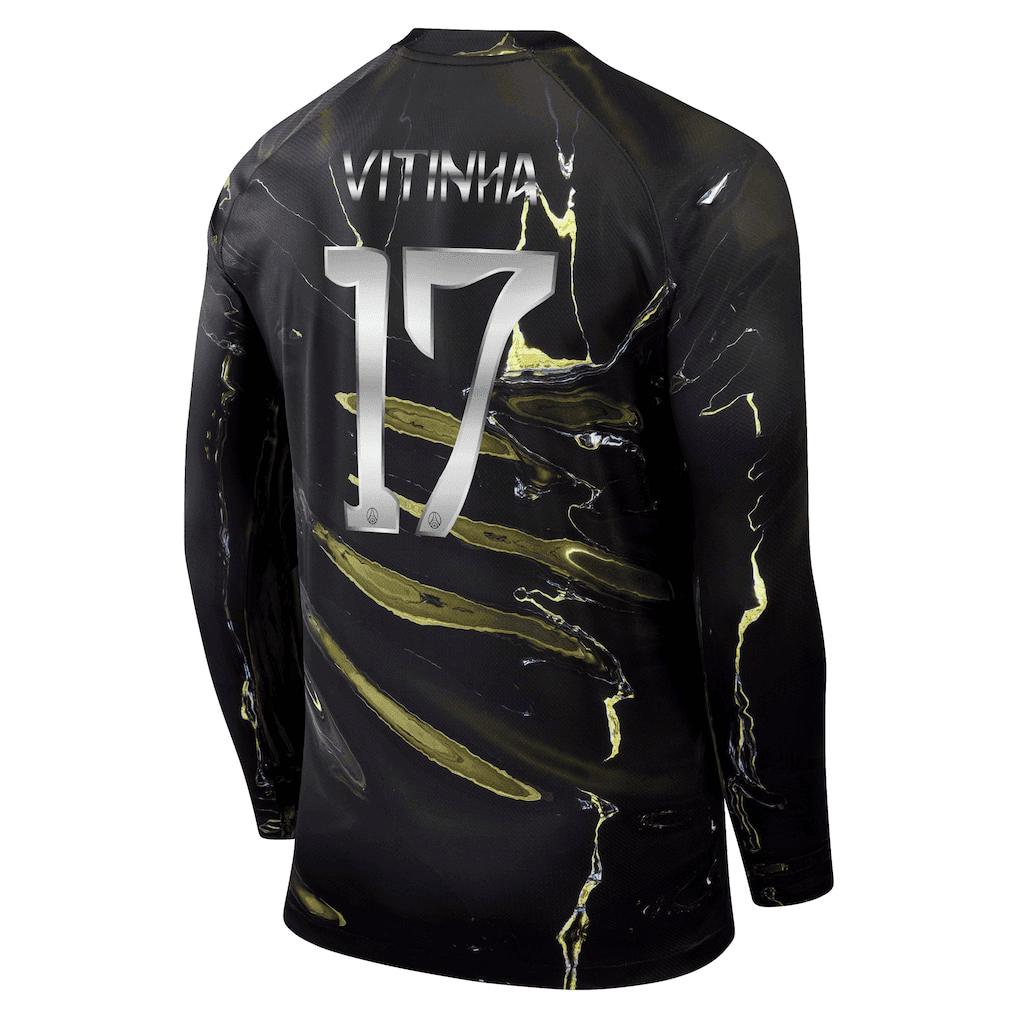 Vitinha 17 Paris Saint-Germain Jordan Night Edition 2025/26 Cup Printing Long Sleeve Jersey - Black
