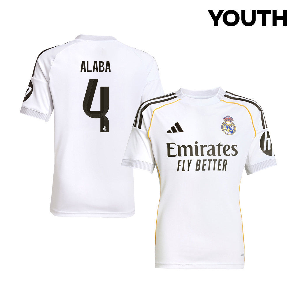 David Alaba 4 Real Madrid 25/26 Home YOUTH Jersey - White