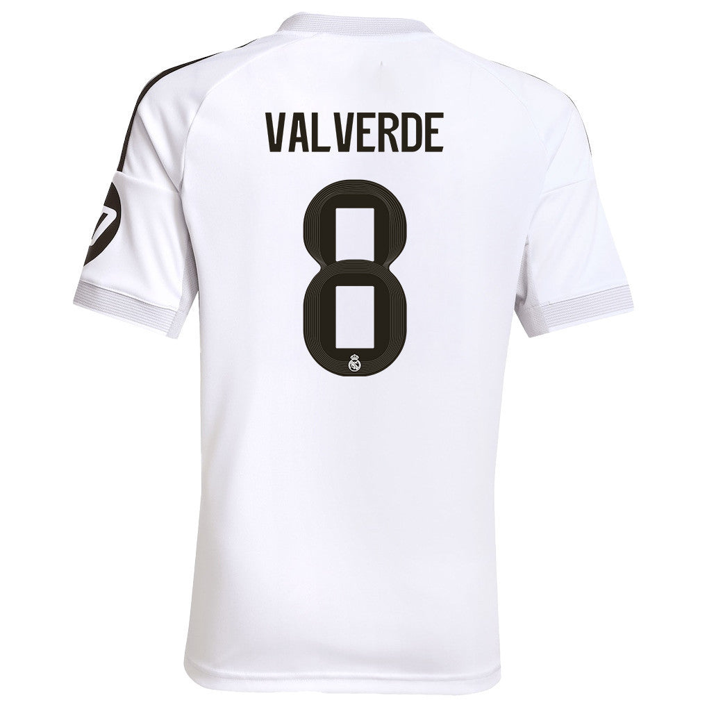Federico Valverde 8 Real Madrid 25/26 Home YOUTH Jersey - White