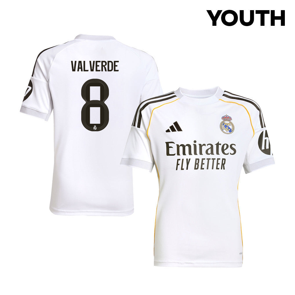 Federico Valverde 8 Real Madrid 25/26 Home YOUTH Jersey - White
