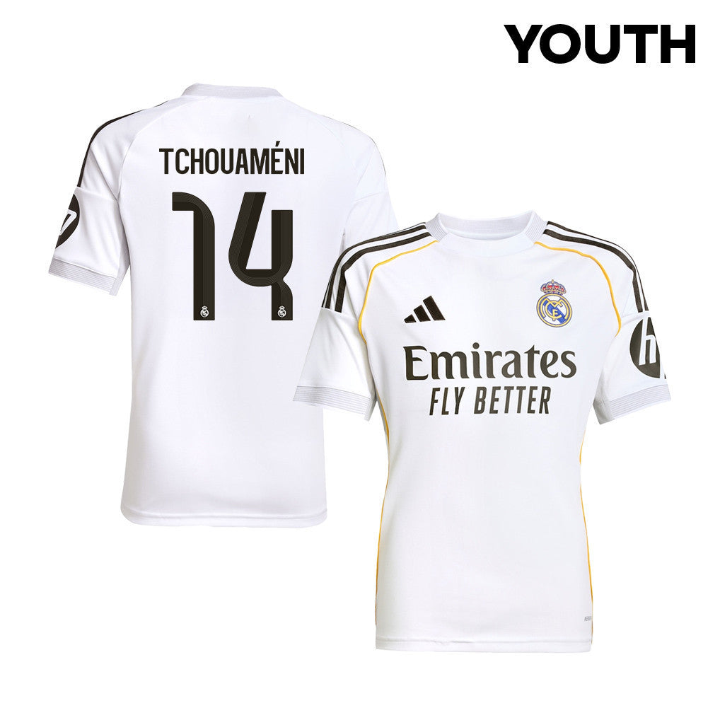 Aurélien Tchouaméni 14 Real Madrid 25/26 Home YOUTH Jersey - White