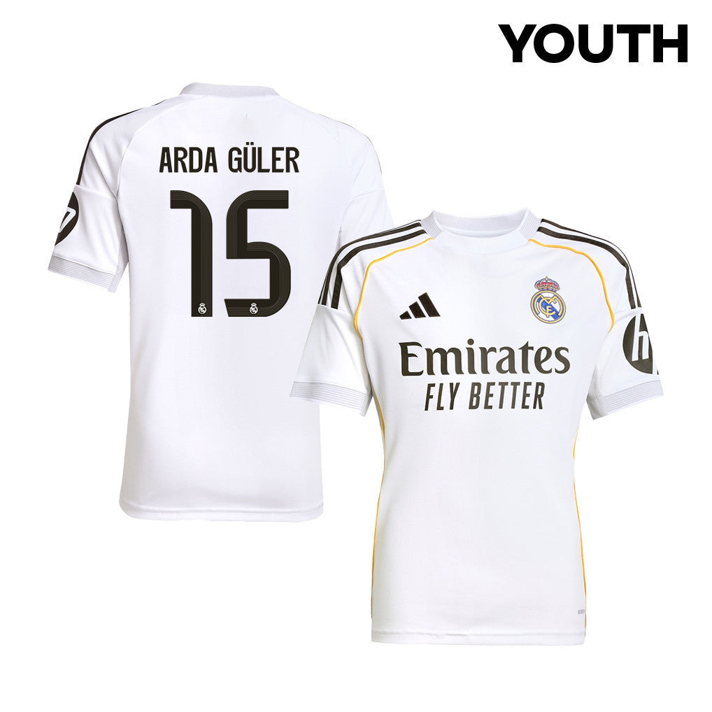 Arda Güler 15 Real Madrid 25/26 Home YOUTH Jersey - White